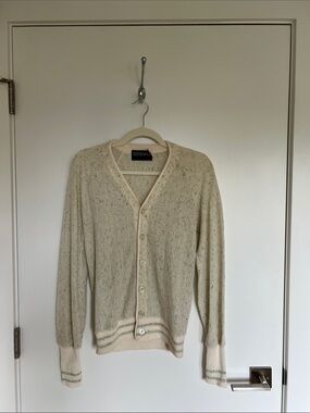 Vintage Cream Speckled V-Neck Button Cardigan